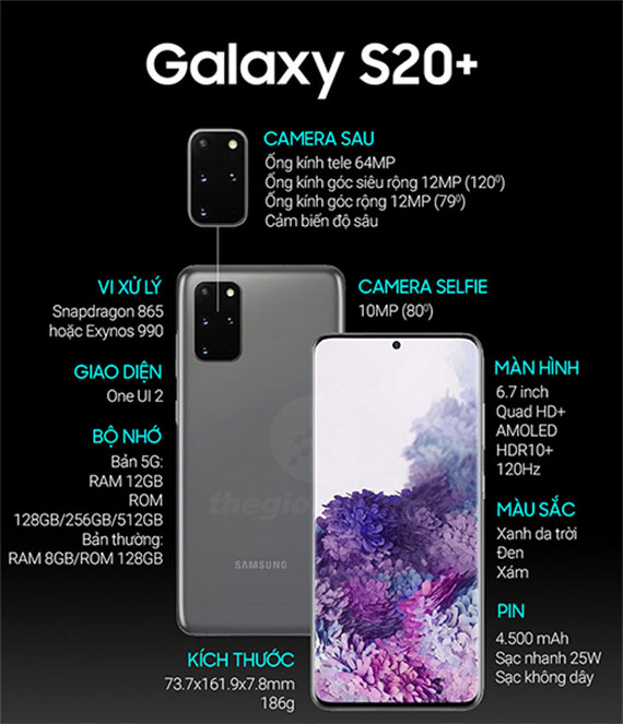 Thông số cấu hình Galaxy S20+