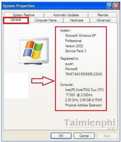Hướng dẫn kiểm tra cấu hình máy tính Win XP đơn giản
