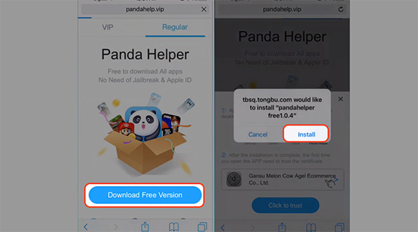 Tiến hành cài đặt ứng dụng Panda Helper cho thiết bị iOS